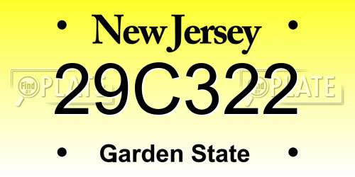 29C322 New Jersey License Plate