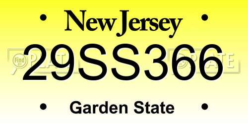29SS366 New Jersey License Plate