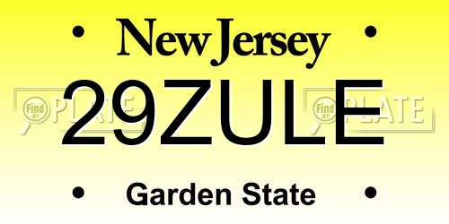 29ZULE New Jersey License Plate