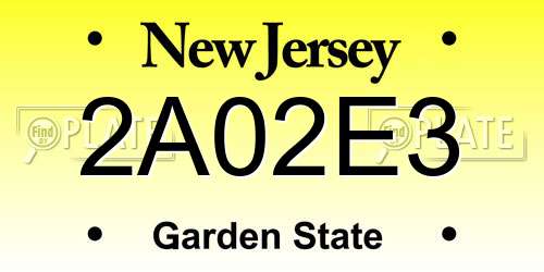 2A02E3 New Jersey License Plate