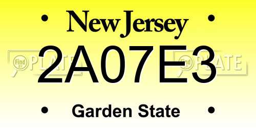 2A07E3 New Jersey License Plate