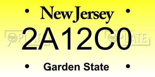 2A12C0 New Jersey License Plate