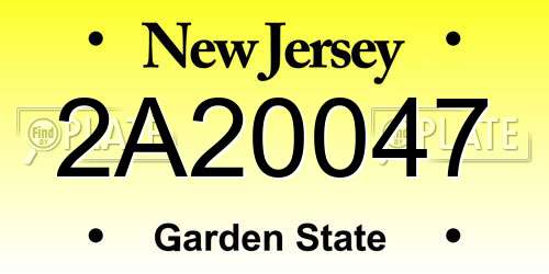 2A20047 New Jersey License Plate