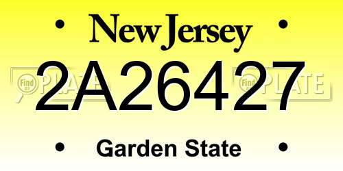 2A26427 New Jersey License Plate