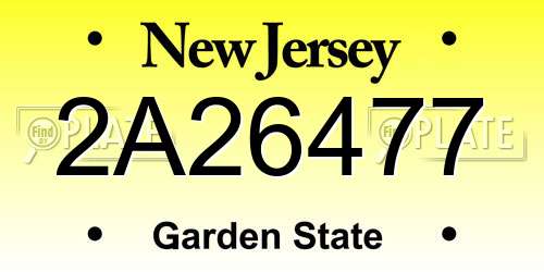 2A26477 New Jersey License Plate
