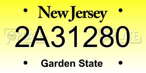 2A31280 New Jersey License Plate