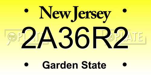 2A36R2 New Jersey License Plate