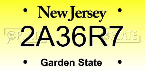 2A36R7 New Jersey License Plate