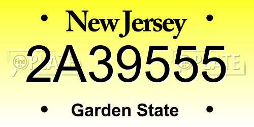 2A39555 New Jersey License Plate