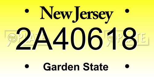 2A40618 New Jersey License Plate