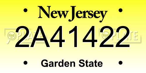 2A41422 New Jersey License Plate