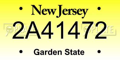 2A41472 New Jersey License Plate