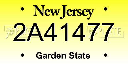 2A41477 New Jersey License Plate