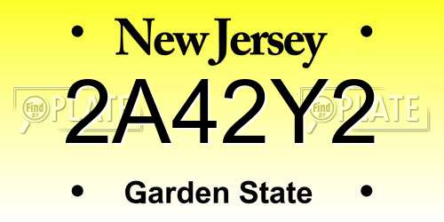 2A42Y2 New Jersey License Plate