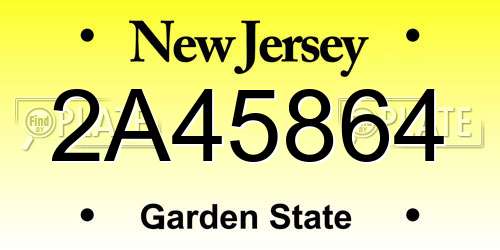 2A45864 New Jersey License Plate
