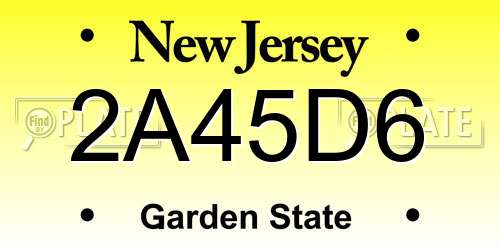 2A45D6 New Jersey License Plate