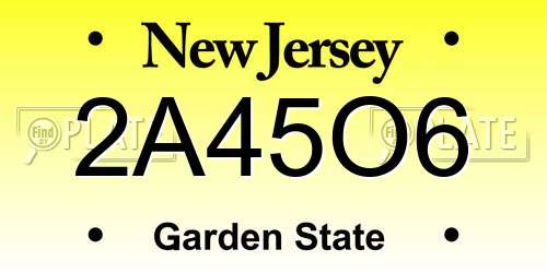 2A45O6 New Jersey License Plate