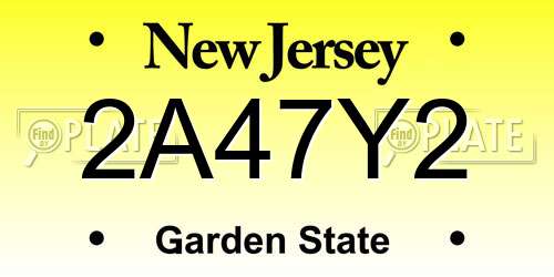 2A47Y2 New Jersey License Plate