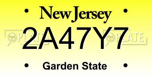 2A47Y7 New Jersey License Plate