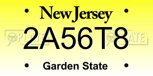 2A56T8 New Jersey License Plate