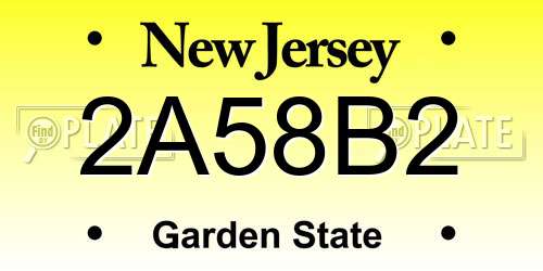 2A58B2 New Jersey License Plate