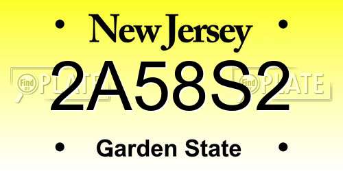 2A58S2 New Jersey License Plate