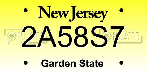 2A58S7 New Jersey License Plate