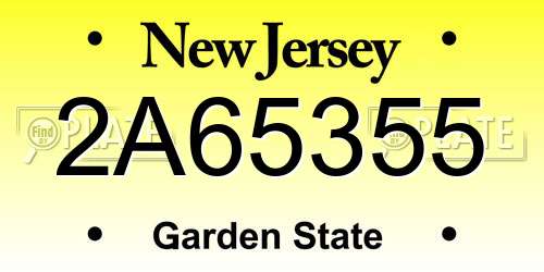 2A65355 New Jersey License Plate