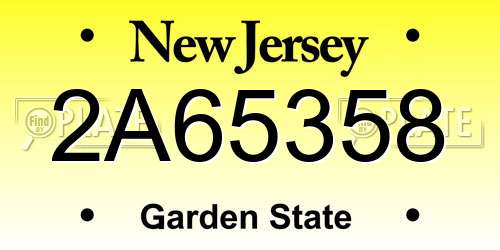 2A65358 New Jersey License Plate