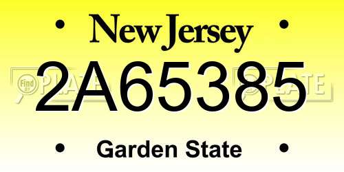 2A65385 New Jersey License Plate