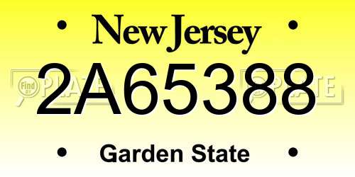 2A65388 New Jersey License Plate