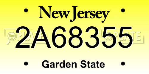 2A68355 New Jersey License Plate