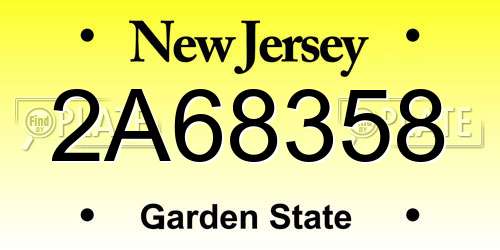2A68358 New Jersey License Plate