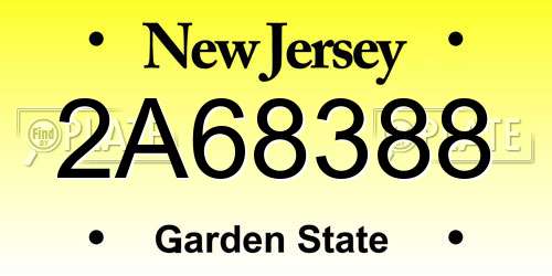 2A68388 New Jersey License Plate