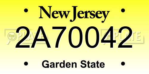 2A70042 New Jersey License Plate