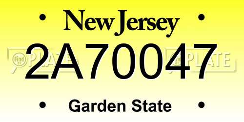 2A70047 New Jersey License Plate