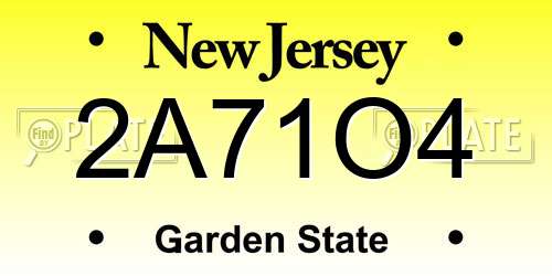 2A71O4 New Jersey License Plate