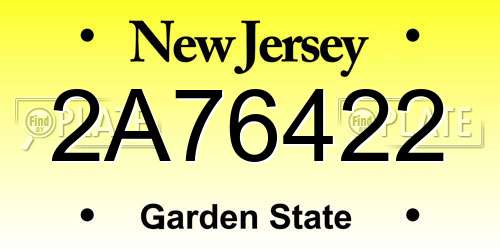 2A76422 New Jersey License Plate