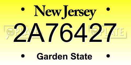 2A76427 New Jersey License Plate