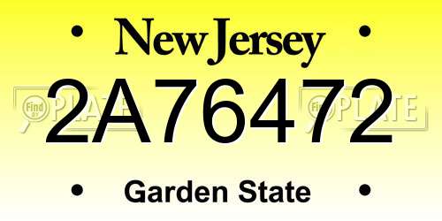 2A76472 New Jersey License Plate