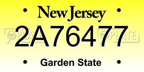 2A76477 New Jersey License Plate