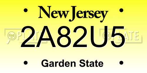 2A82U5 New Jersey License Plate