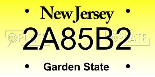 2A85B2 New Jersey License Plate