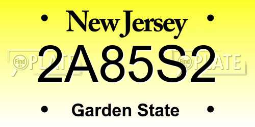 2A85S2 New Jersey License Plate