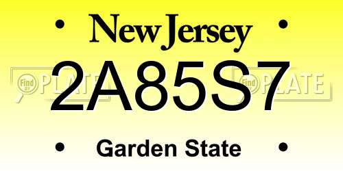2A85S7 New Jersey License Plate