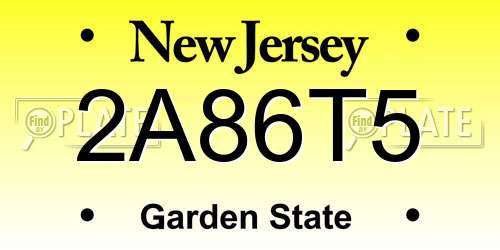 2A86T5 New Jersey License Plate