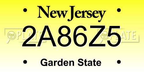 2A86Z5 New Jersey License Plate