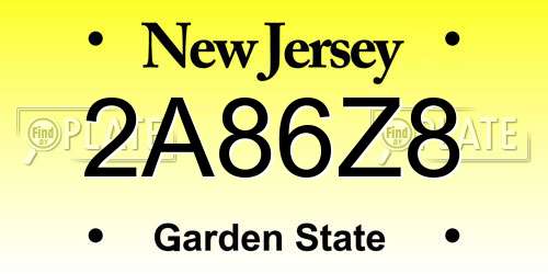 2A86Z8 New Jersey License Plate