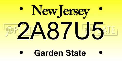 2A87U5 New Jersey License Plate