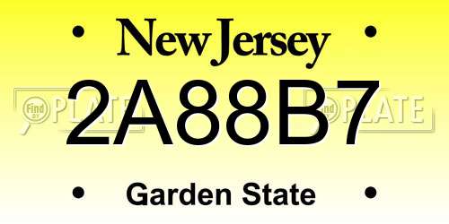 2A88B7 New Jersey License Plate